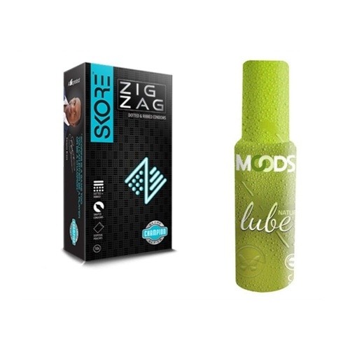 Skore Zig Zag Condoms and Moods Natural Lube Combo