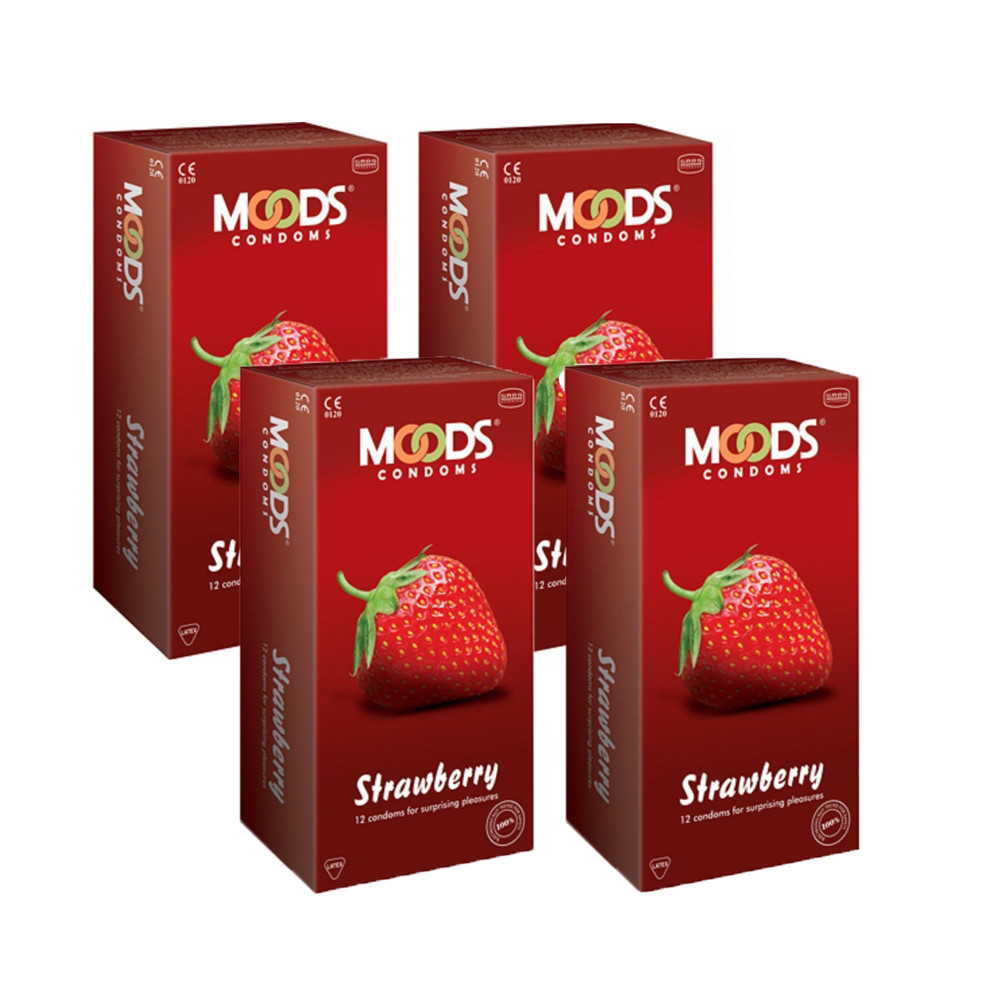 Moods strawberry 48 Pcs Condoms ( Pack of 4 )