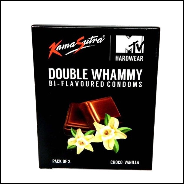 KamaSutra Double Whammy Bi Flavored Condoms: Choco-Vanilla Condoms 3'S