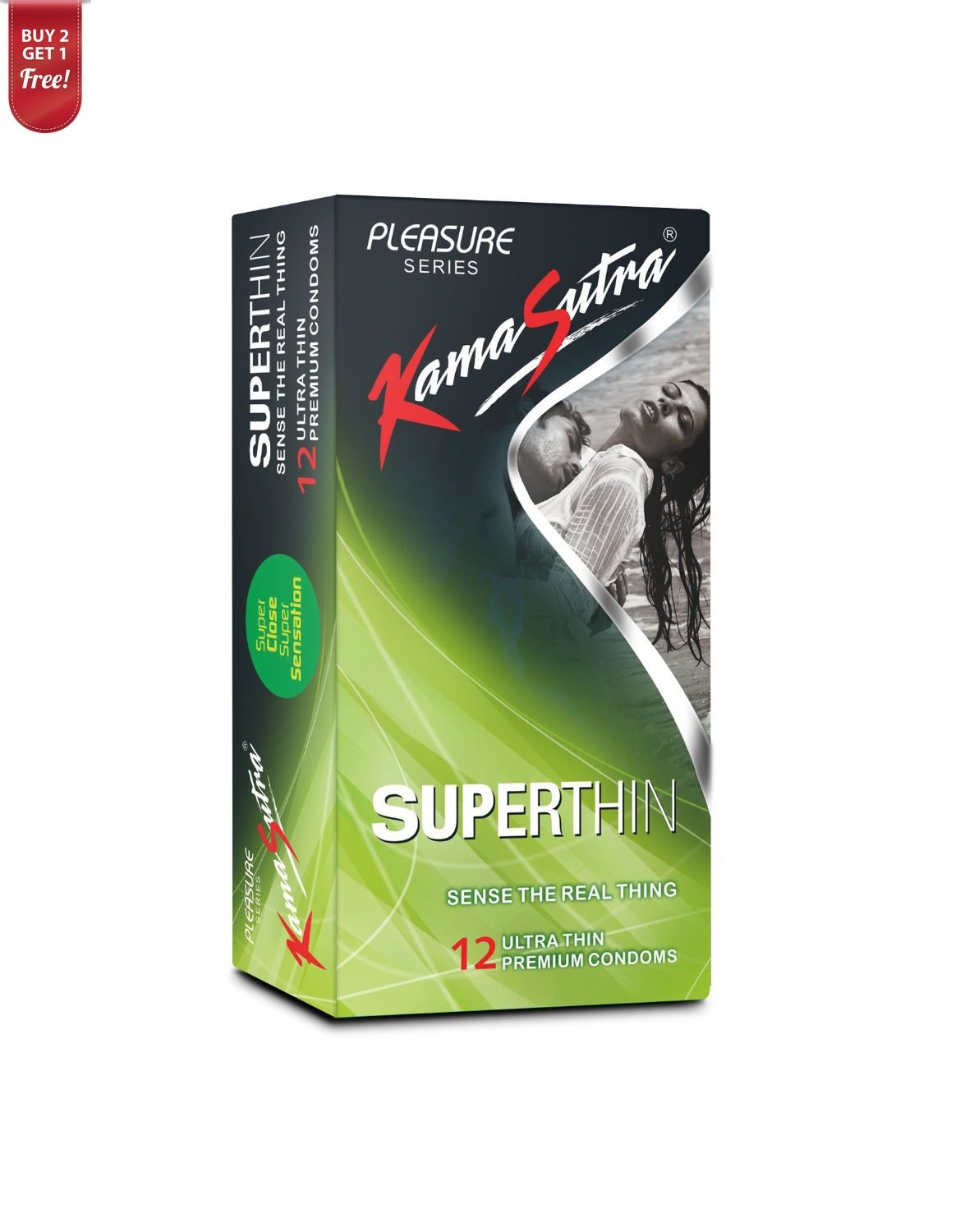 Kamasutra Pleasure Superthin Condoms 12's (Pack of 2) Get 1 free