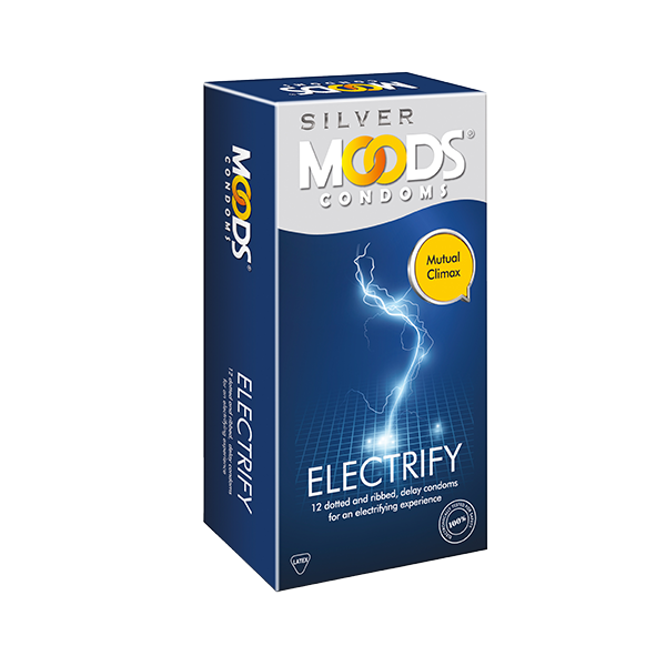 Moods Silver Electrify Dotted, Ribbed and Delay Condoms 12's