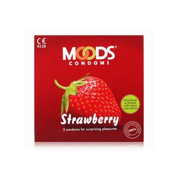 Moods Strawberry Flavored Dotted Condoms 3's 