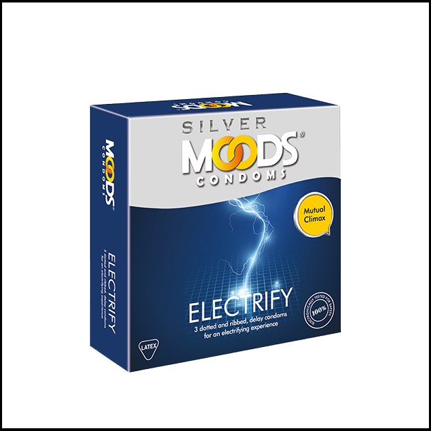 Moods Silver Electrify Dotted, Ribbed and Delay Condoms 3's 