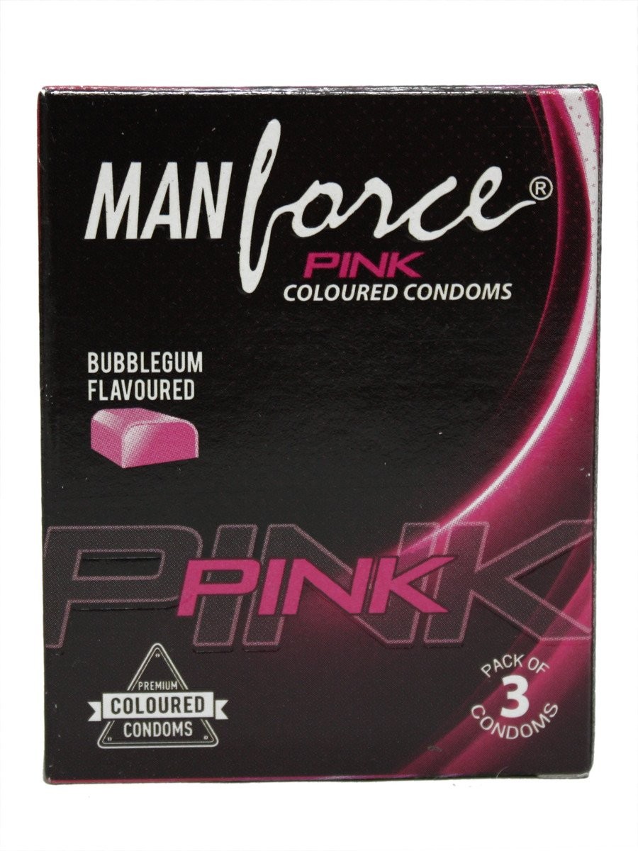 Manforce Pink Colored Bubble Gum Flavored Condoms 3's