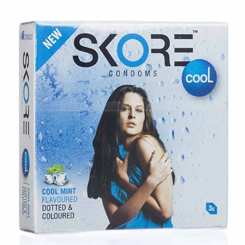 SKORE Cool Mint Flavored Dotted Condoms 3's