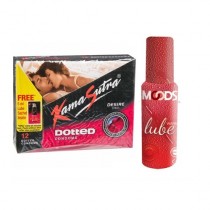 Kamasutra Desire Dotted Condoms and Moods Warm Lube Combo