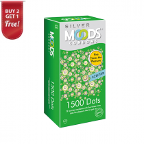 Moods Silver 1500 Dots Condoms 12's ( Pack of 2 ) Get 1 free