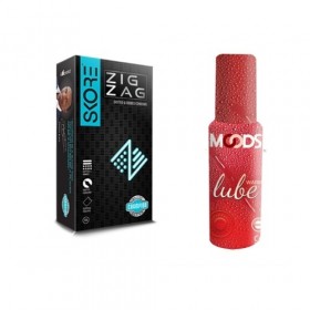 Skore Zig Zag Condoms and Moods Warm Lube Combo