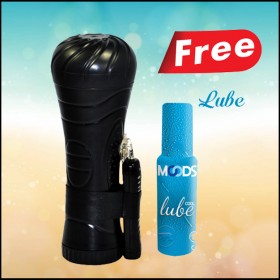 BAILE Vibrating Masturbation Cup for Men With Free Moods Cool Lube 60ml