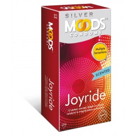 Moods Silver Joyride Dotted, Scented, Ribbed, Flared Condoms 12's