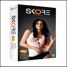SKORE Orange Flavored Dotted Condoms 3's